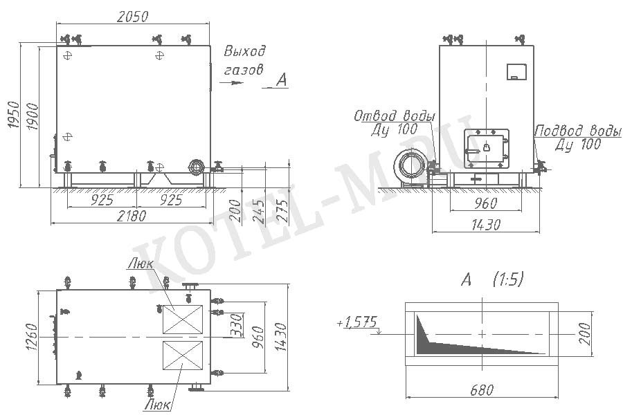 Котел 600 КВт чертеж