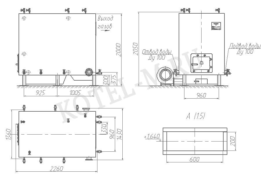 Котел 700 КВт чертеж