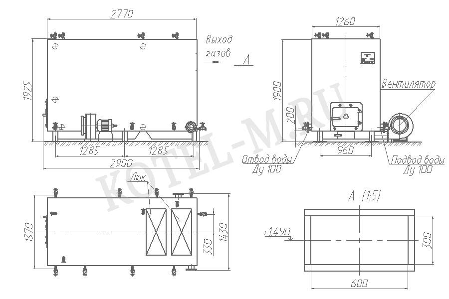 Котел 1250 Квт чертеж