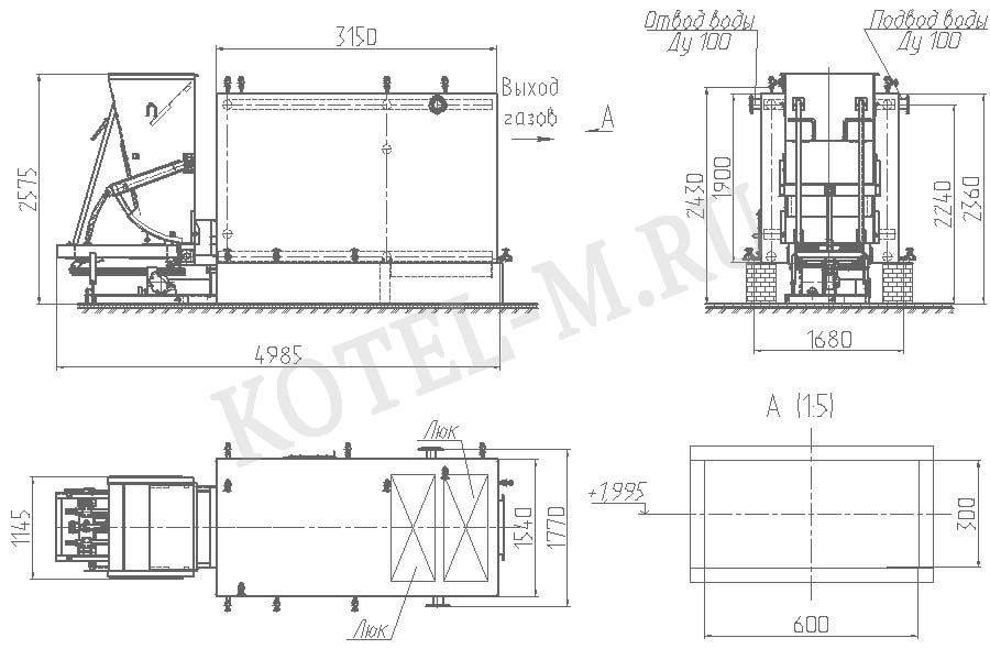 Котел 1500 КВт чертеж