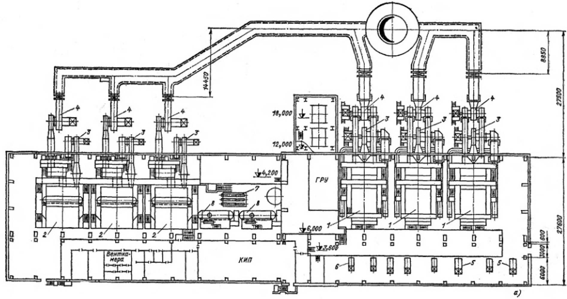 Компоновка котельной с водогрейными котлами КВ – ГМ - 100 и паровыми котлами ГМ - 50 - 14 (ДЕ - 25 - 14ГМ)  1 