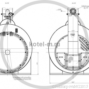 Котел КВ 1000 газ, мазут, дизель фронт котла. Чертеж