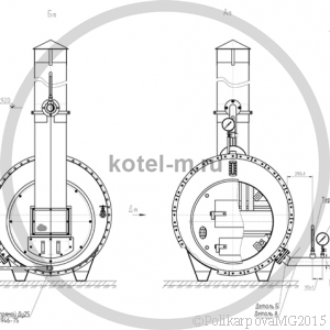 Котел КВ 300 уголь, дрова фронт котла. Чертеж
