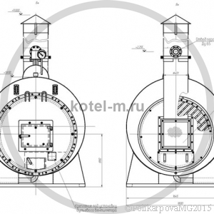 Котел КВ 500 уголь, дрова фронт котла. Чертеж