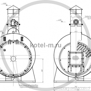 Котел КВ 700 газ, мазут, дизель фронт котла. Чертеж