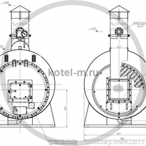 Котел КВ 700 уголь, дрова фронт котла. Чертеж