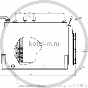 Котел КВ 700 газ, мазут, дизель вид с боку. Чертеж