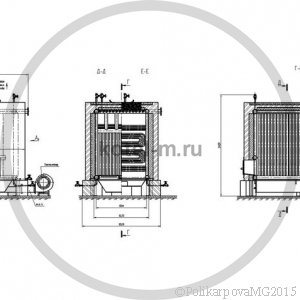 Котел КВм 1,0 РПК под тяжелую обмуровку. Чертеж