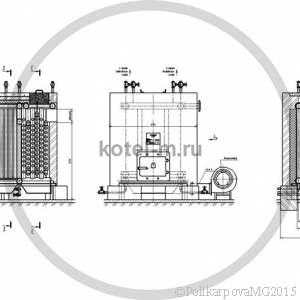 Котел КВр 0,5 РВР под тяжелую обмуровку. Чертеж