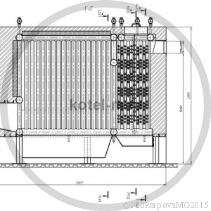 Котел КВр 0,8 колосниковый под тяжелую обмуровку. Чертеж
