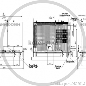 Котел КВр 1,4 под тяжелую обмуровку. Чертеж