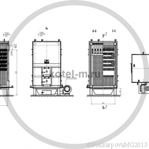Котел КВр 1,5 уголь-дрова под тяжелую обмуровку. Чертеж